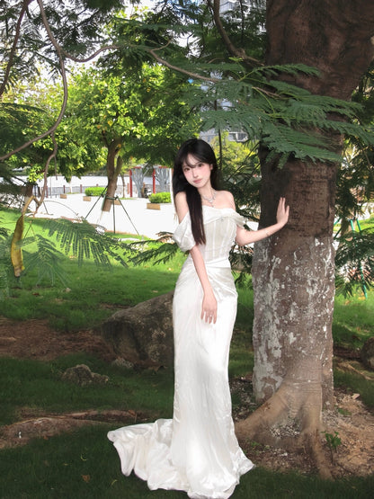 Icy Serene Sculpted Silken Gown