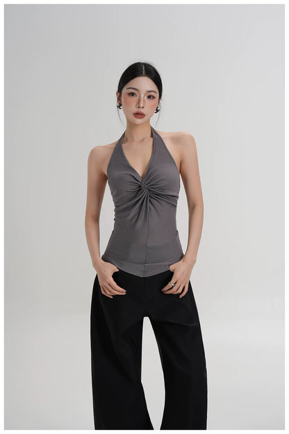 Silk-Blend Draped Halterneck Camisole