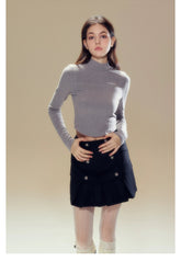 High-neck Brushed Long Sleeve Sweater - CHINASQUAD