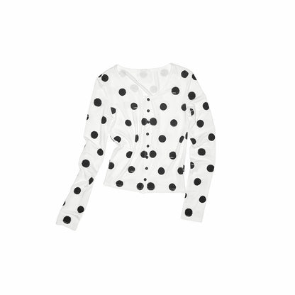 Polka Dot Contrast Knit Cardigan &amp; Lounge Pants Set