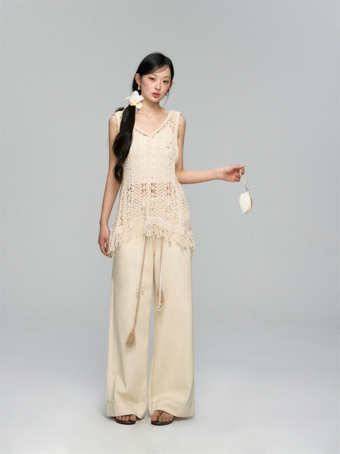 Hollow Crochet Fringe Hem Camisole