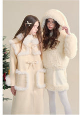 Cream Rabbit Shearling Coat & Skirt Set - CHINASQUAD