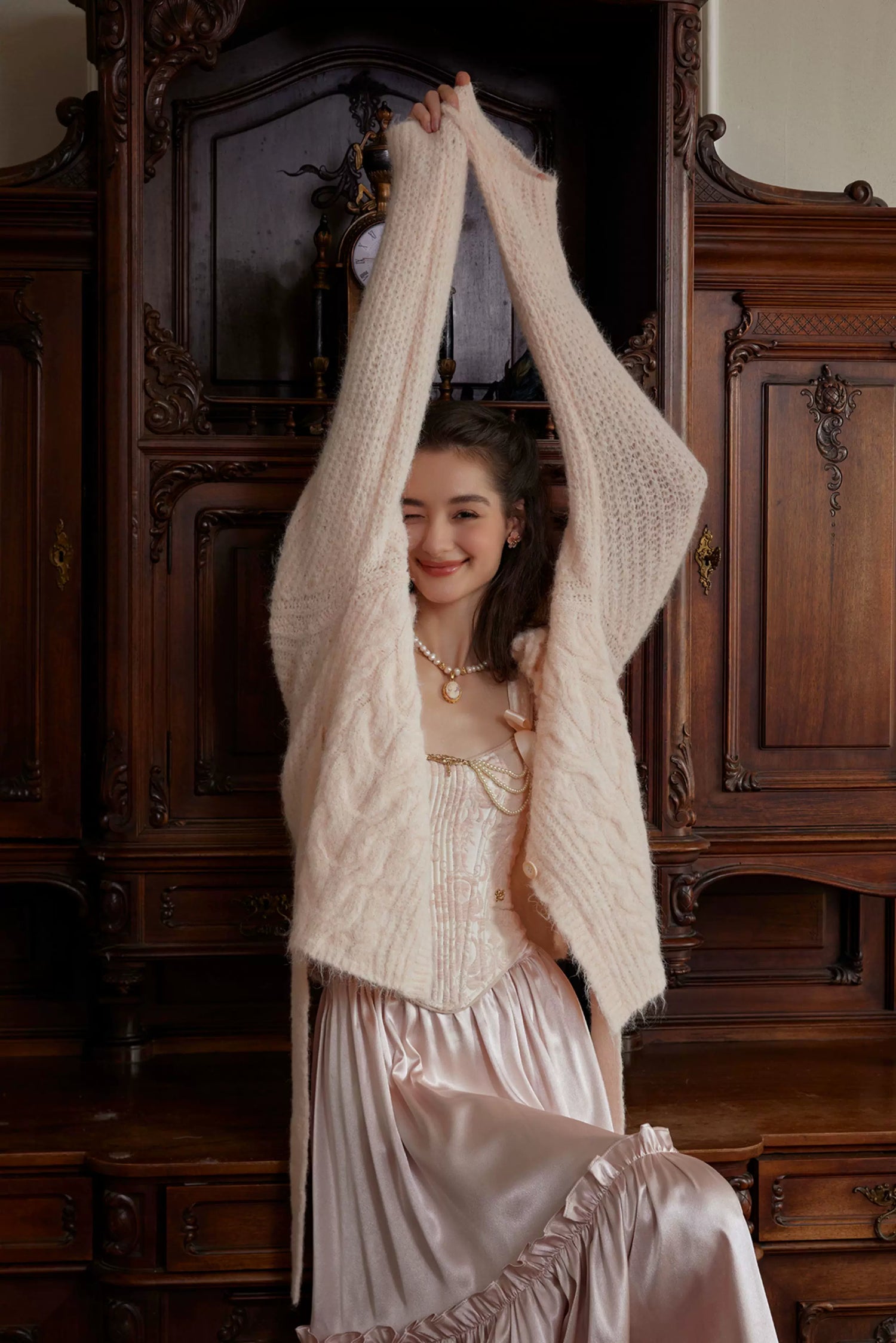 Hand-Crocheted Wool Knit Cardigan