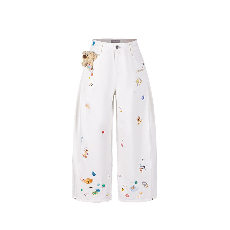 Blue Teddy Denim Wide-Leg Pants