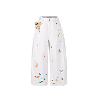 Blue Teddy Denim Wide-Leg Pants