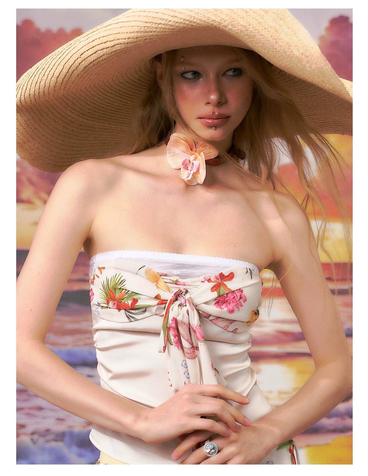 Printed Bandeau Top &amp; Mini Skirt Set