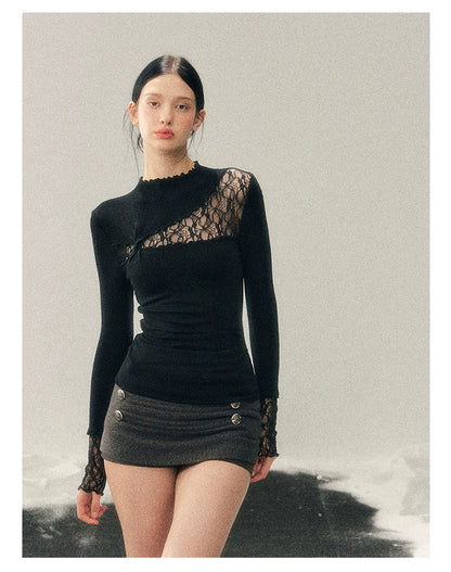 Mock-Neck Slim-Fit Long Sleeve T-Shirt