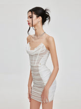 Mesh Pleated Tube Top Dress - CHINASQUAD