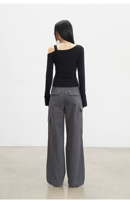 Butterfly Cold-Shoulder Long-Sleeve T-shirt