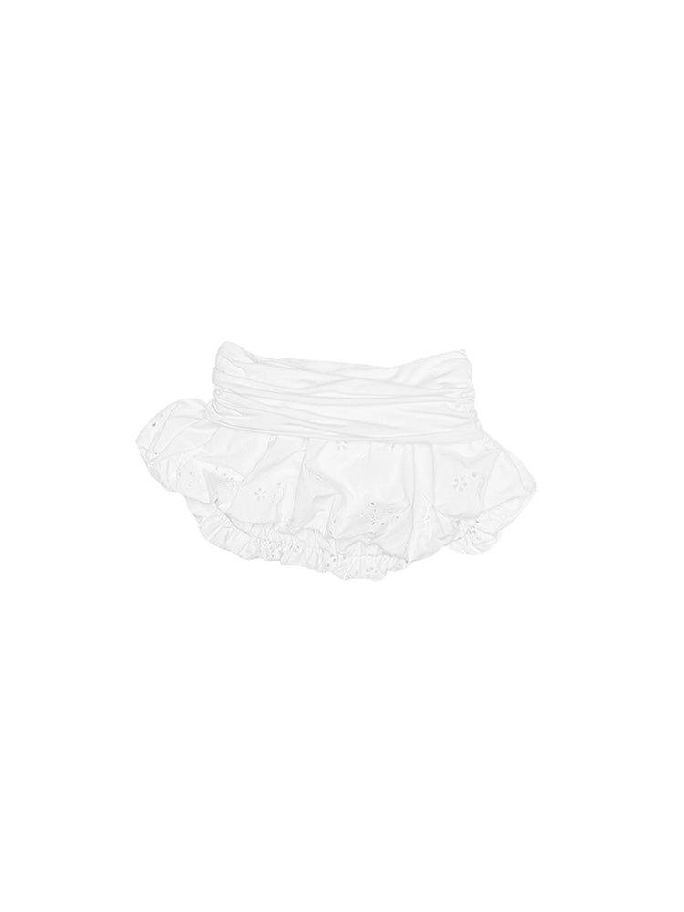 Hollow-out Lace Bubble Mini Skirt
