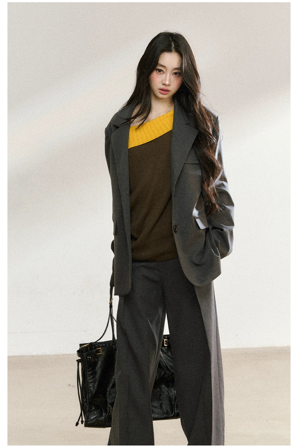 Charcoal Tailored Oversized Blazer