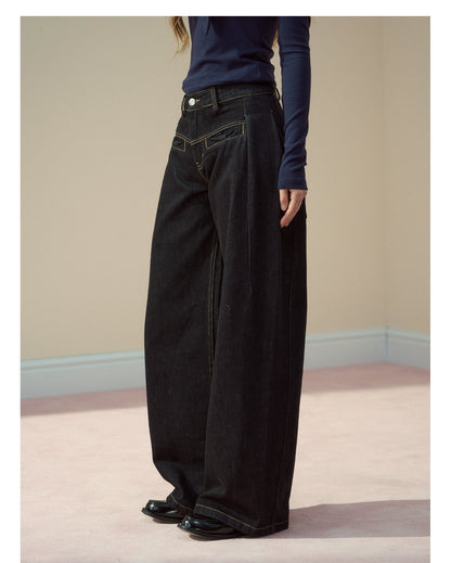 Raw Indigo Curved-Leg Denim Pants