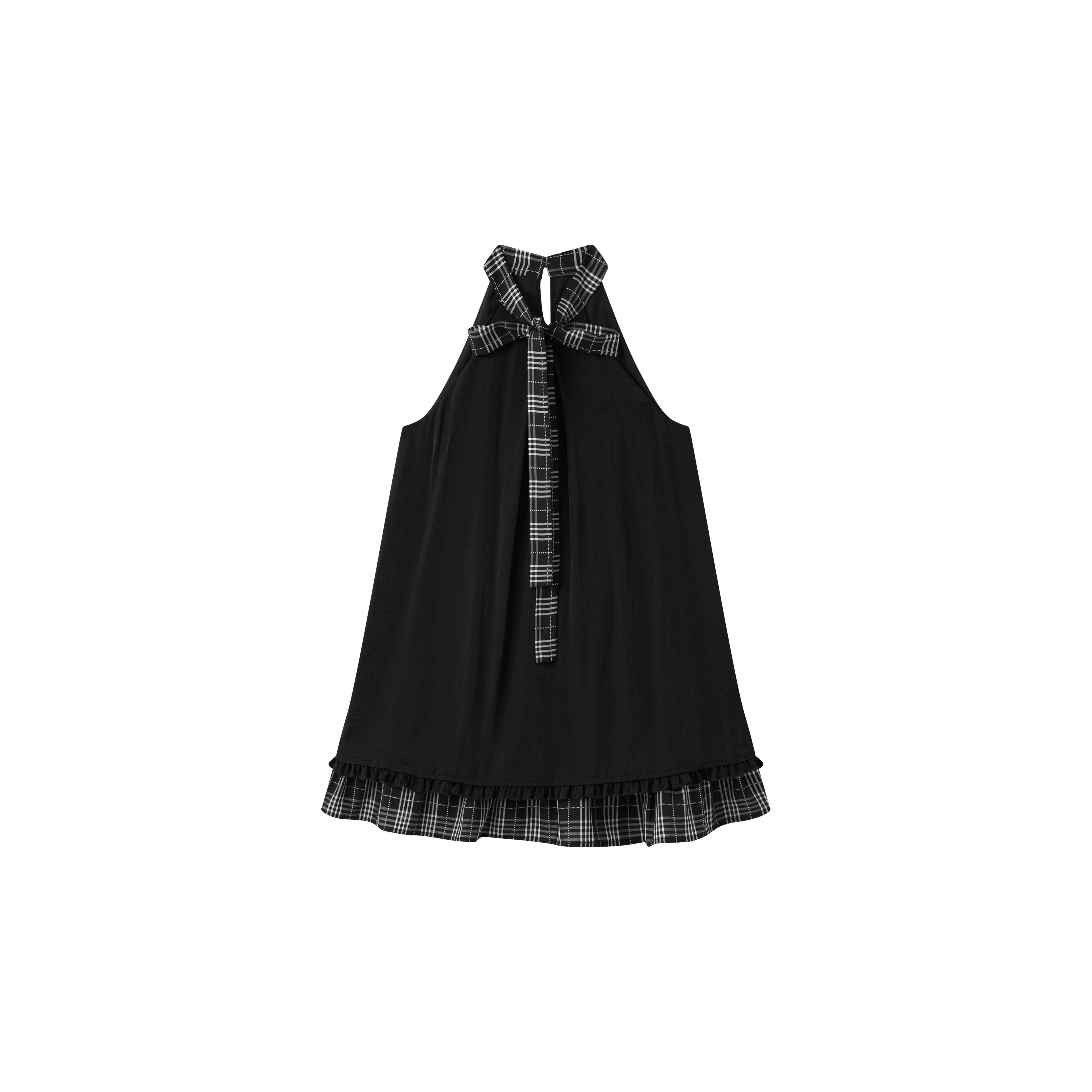 Vintage Plaid Halter Ruffle Dress