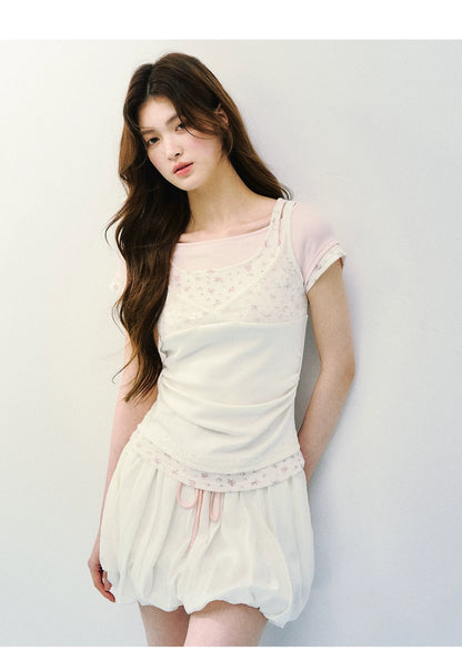 Layered Lace Knit Tee