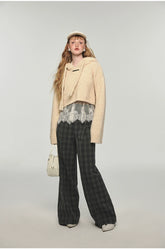 Plaid Woolen Wide-leg Pants - CHINASQUAD