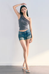 Washed Rough Denim Shorts - CHINASQUAD