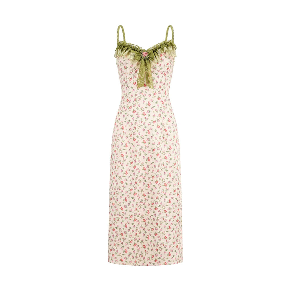 Enchanted Garden Satin Floral Dress &amp; Lace Cardigan Set