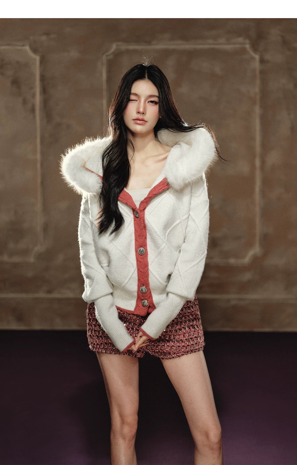 Tweed-Style A-Line Mini Skirt