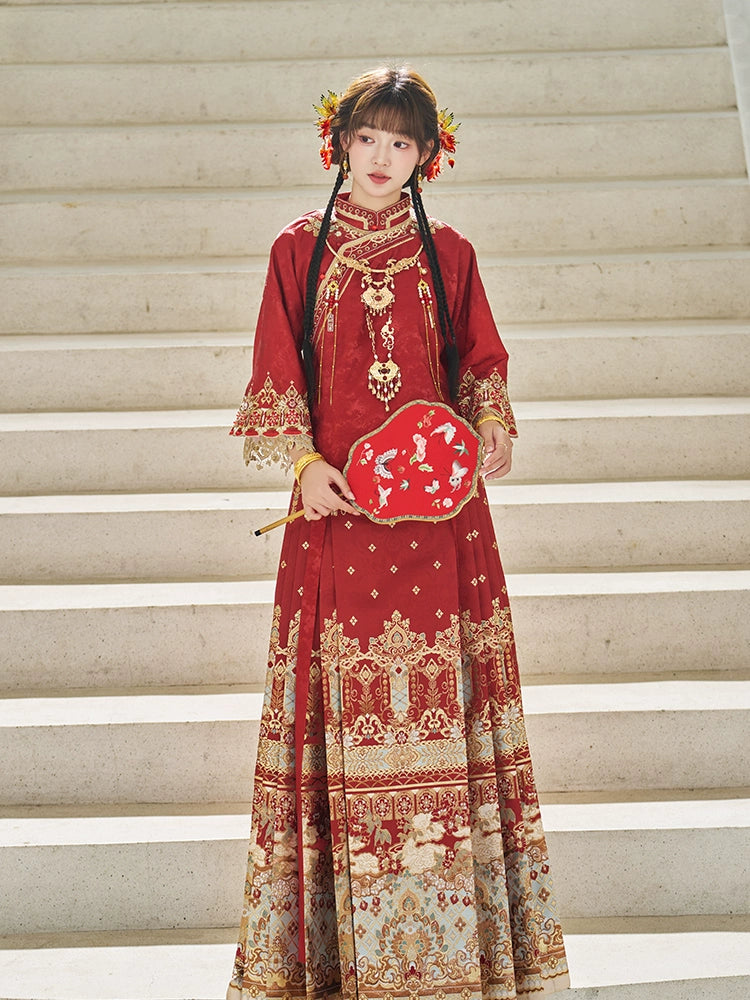 &quot;羡鸳鸯&quot; Red Embroidered Hanfu Set