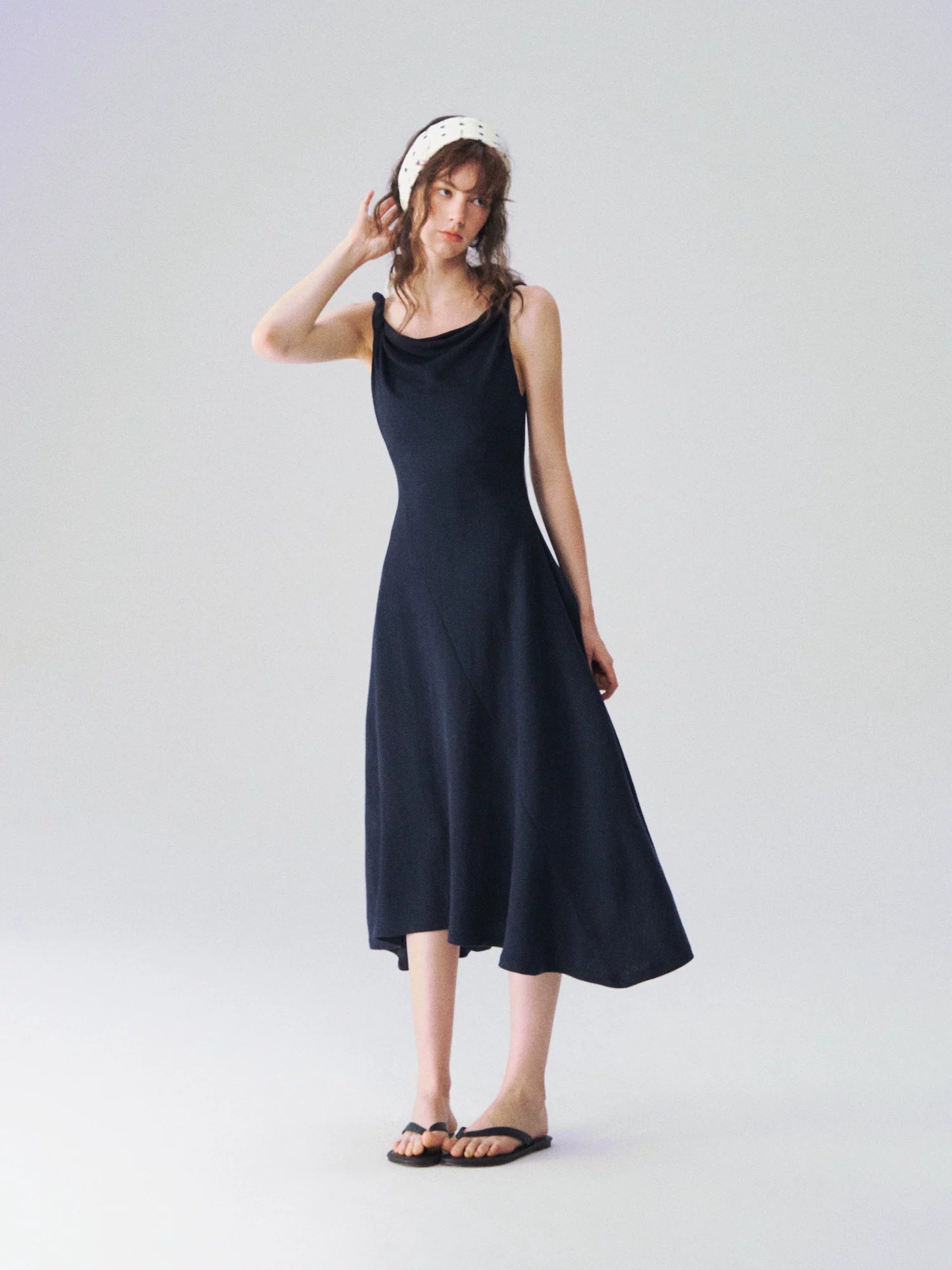 Twisted Strap Knit Midi Dress