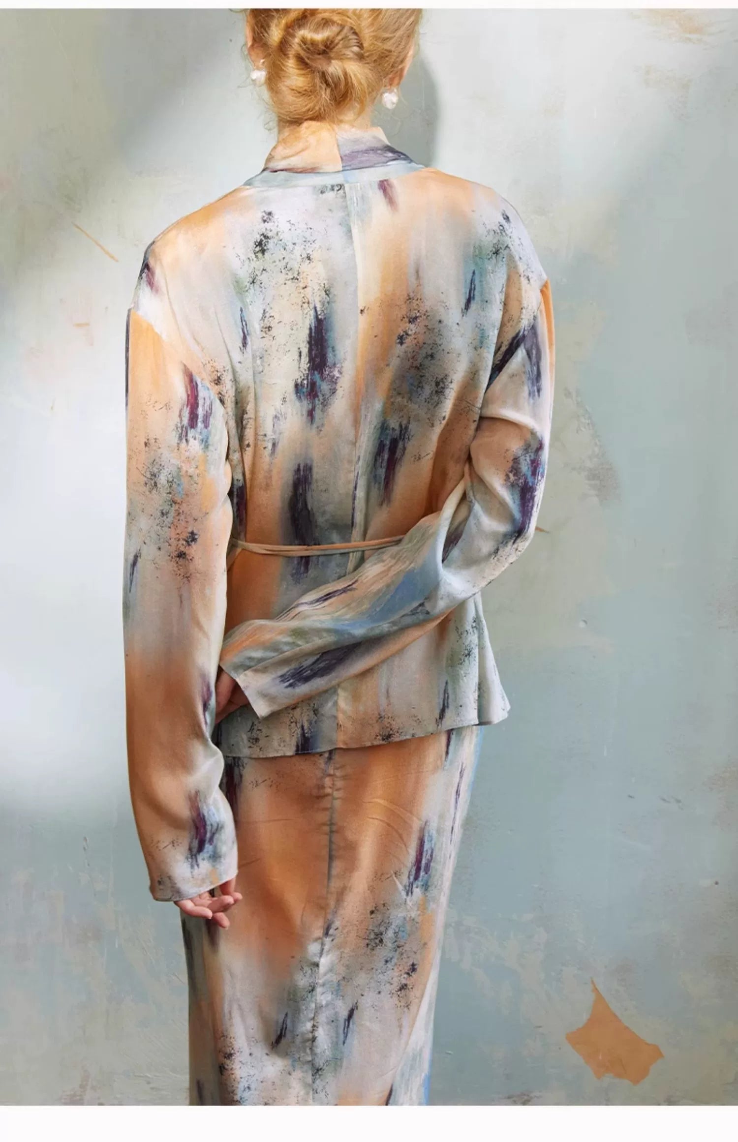 French Ink Painting Silk Dress