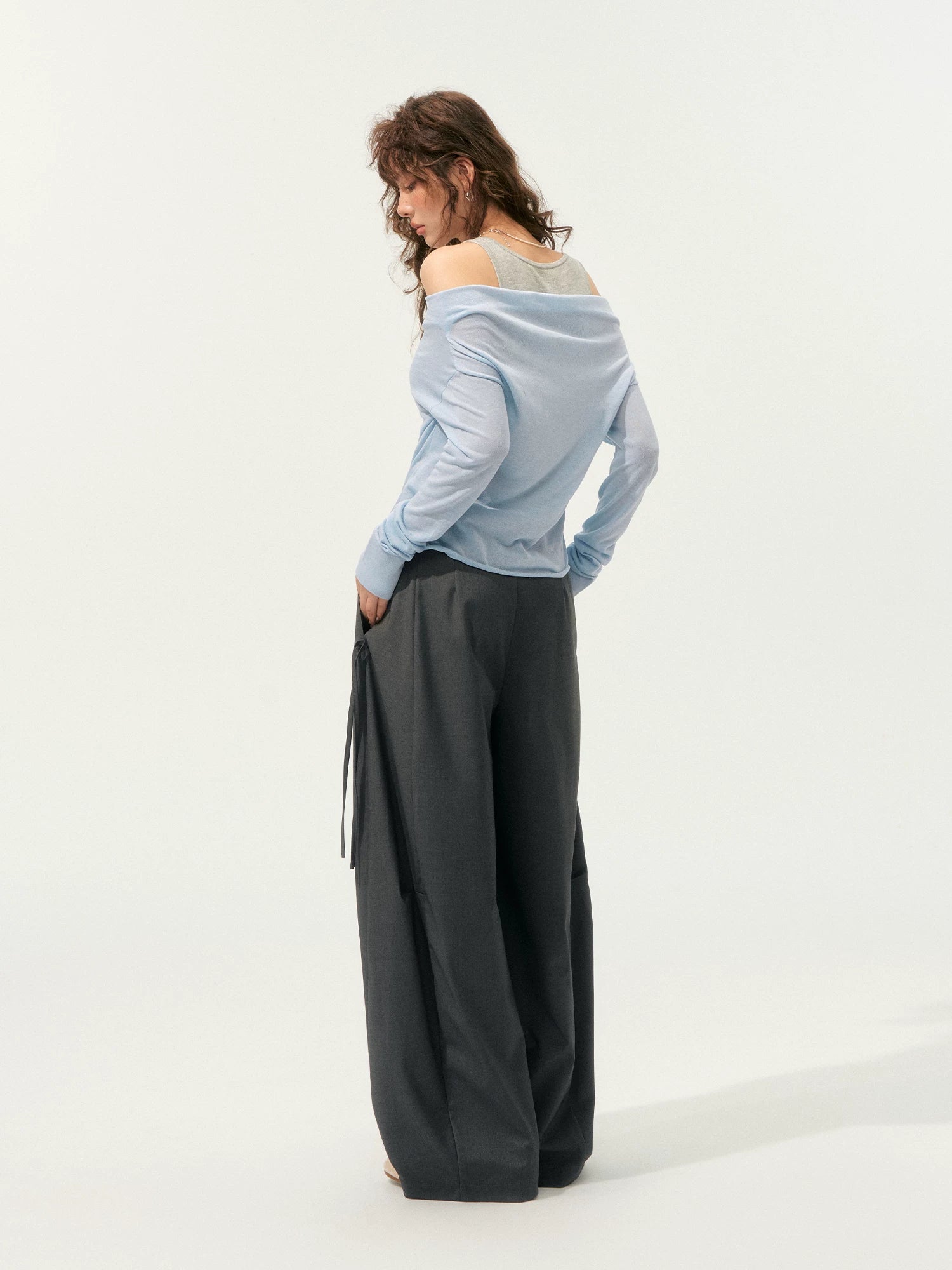 Sheer Polka Dot Layered Two-Piece T-Shirt Set