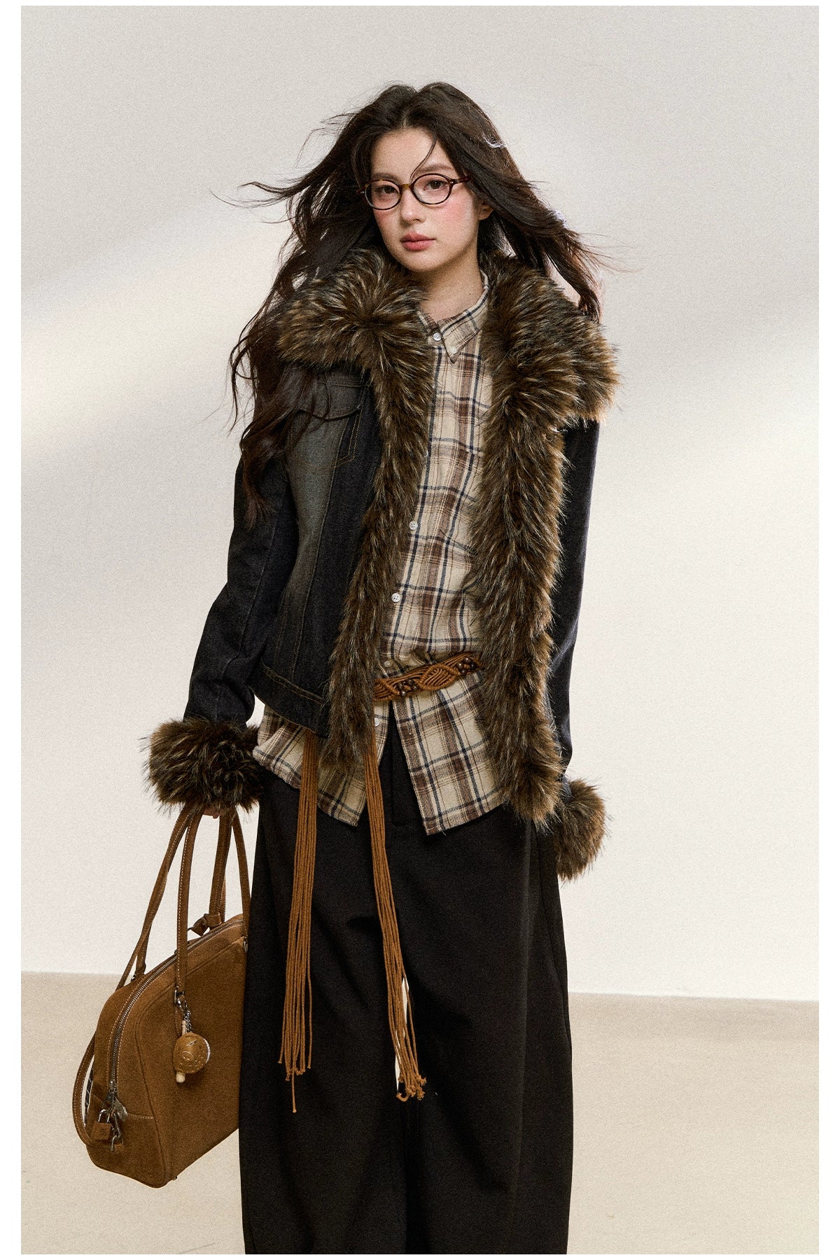 Faux Fur Trim Denim Jacket