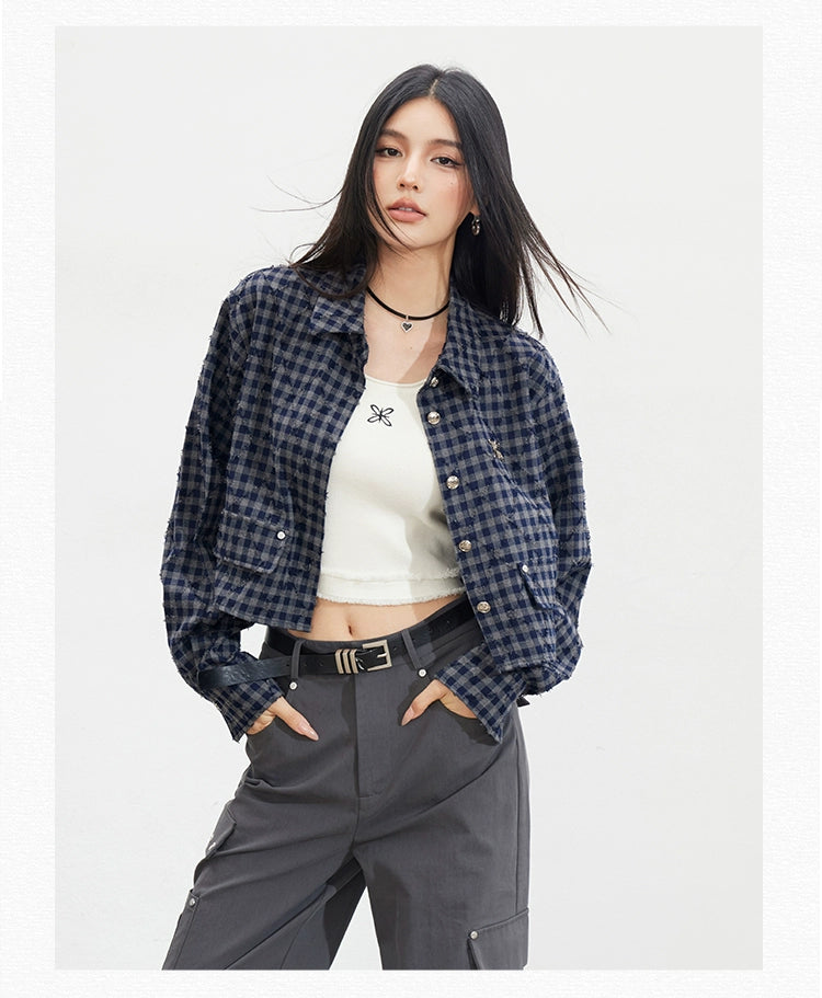 Frayed Argyle Plaid Shirt