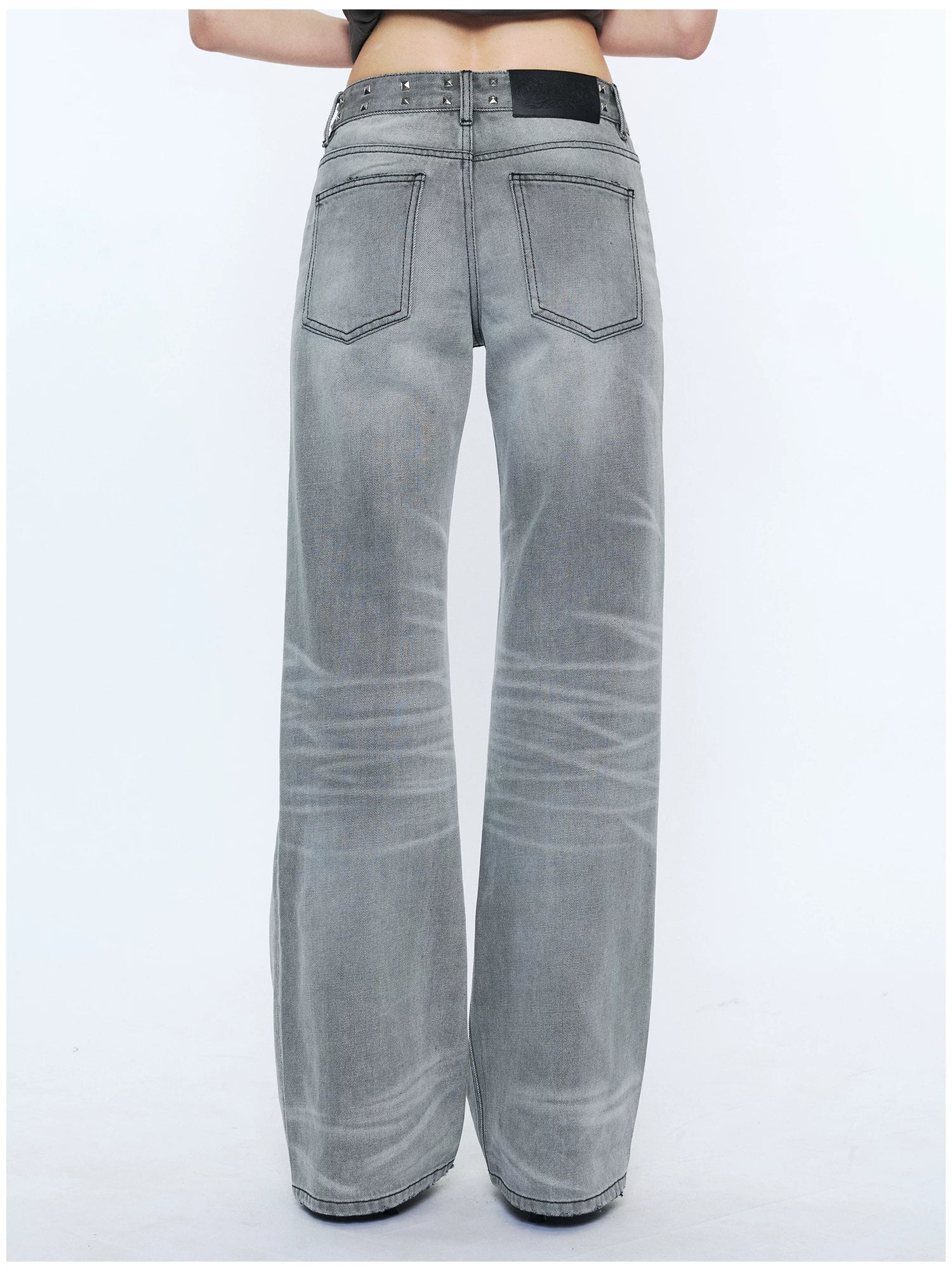 Straight-Leg Washed Denim Jeans
