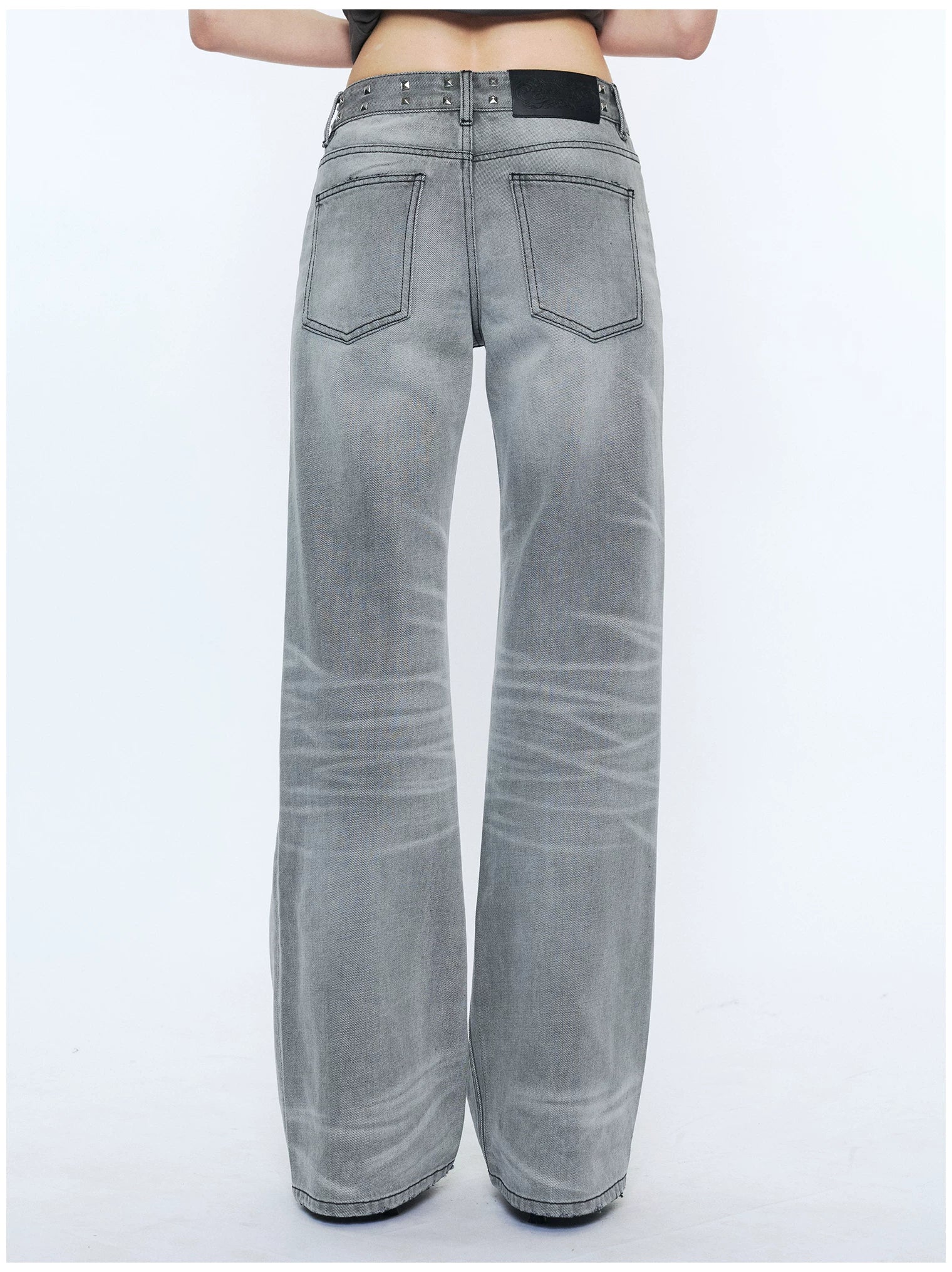 Straight-Leg Washed Denim Jeans