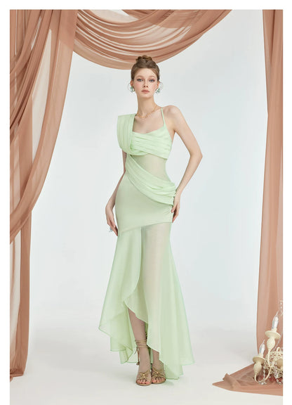 Ayla Slit Full-Skirt Dress