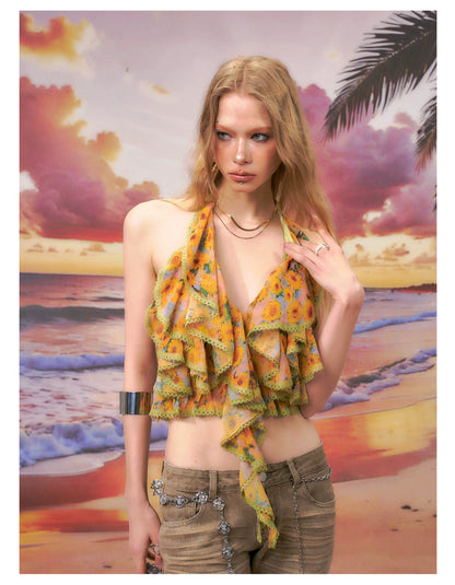 Floral Halter Backless Camisole