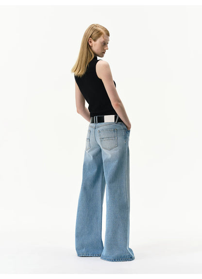 Vintage Light Wash Low-Rise Flared Jeans