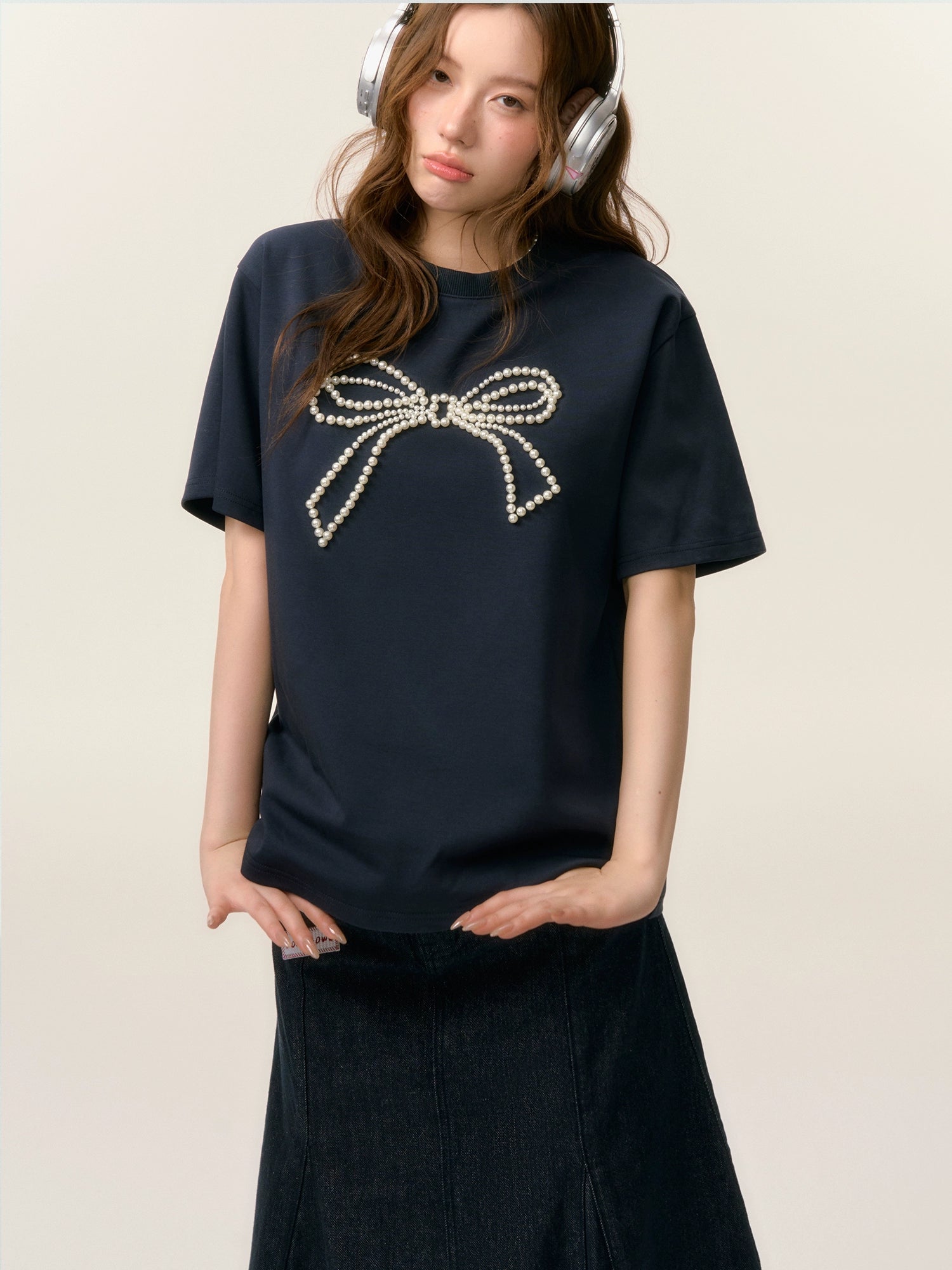 Beaded Bow-knot T-Shirt - CHINASQUAD