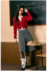 Red Knitted Short Cardigan - CHINASQUAD