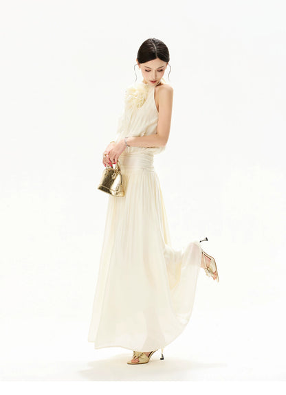 Floral Halterneck Draped Maxi Dress