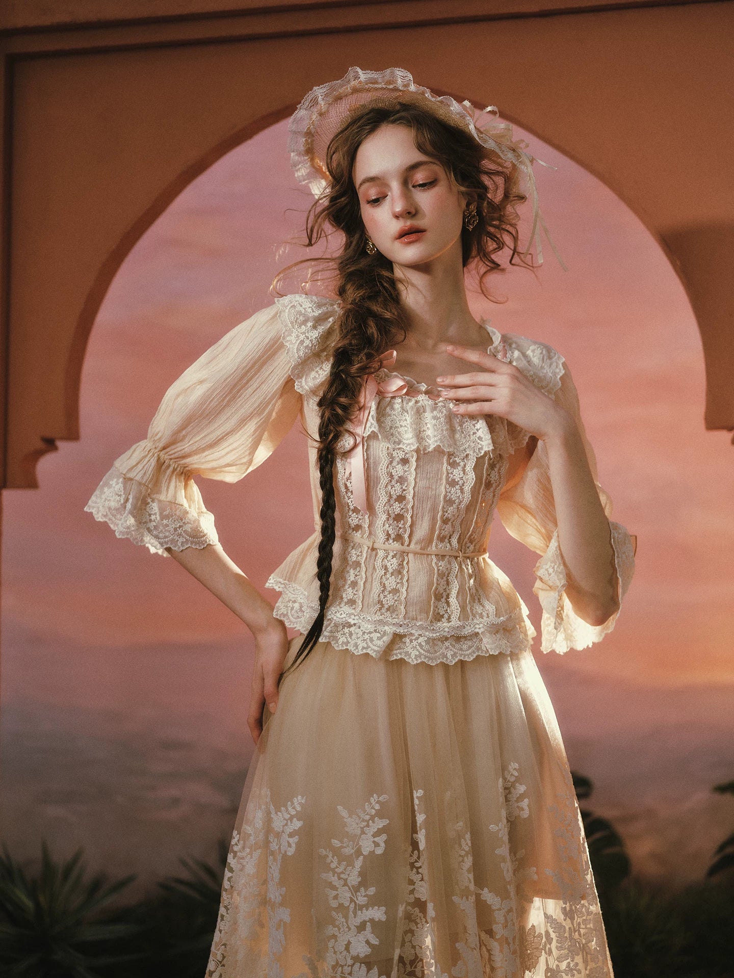 Liberty Letter French Lace Peter Pan Collar Shirt