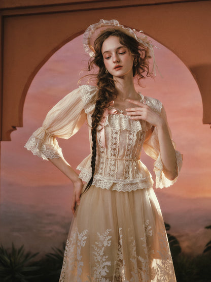 Liberty Letter French Lace Peter Pan Collar Shirt