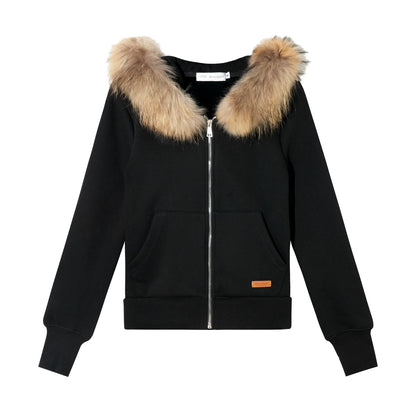 Vintage Faux Fur Collar Fitted Short Jacket