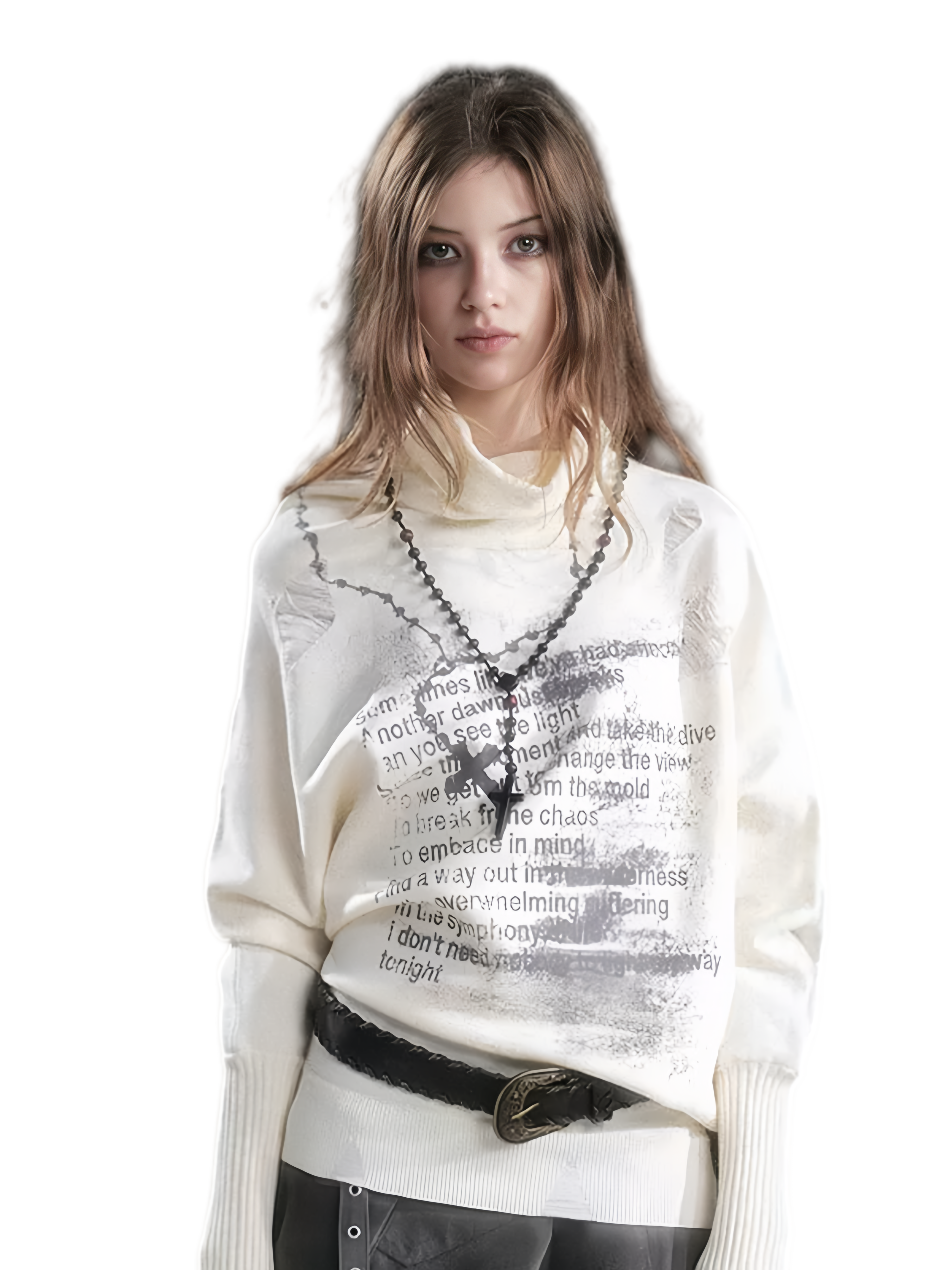 Asymmetric Graffiti Knit Sweater