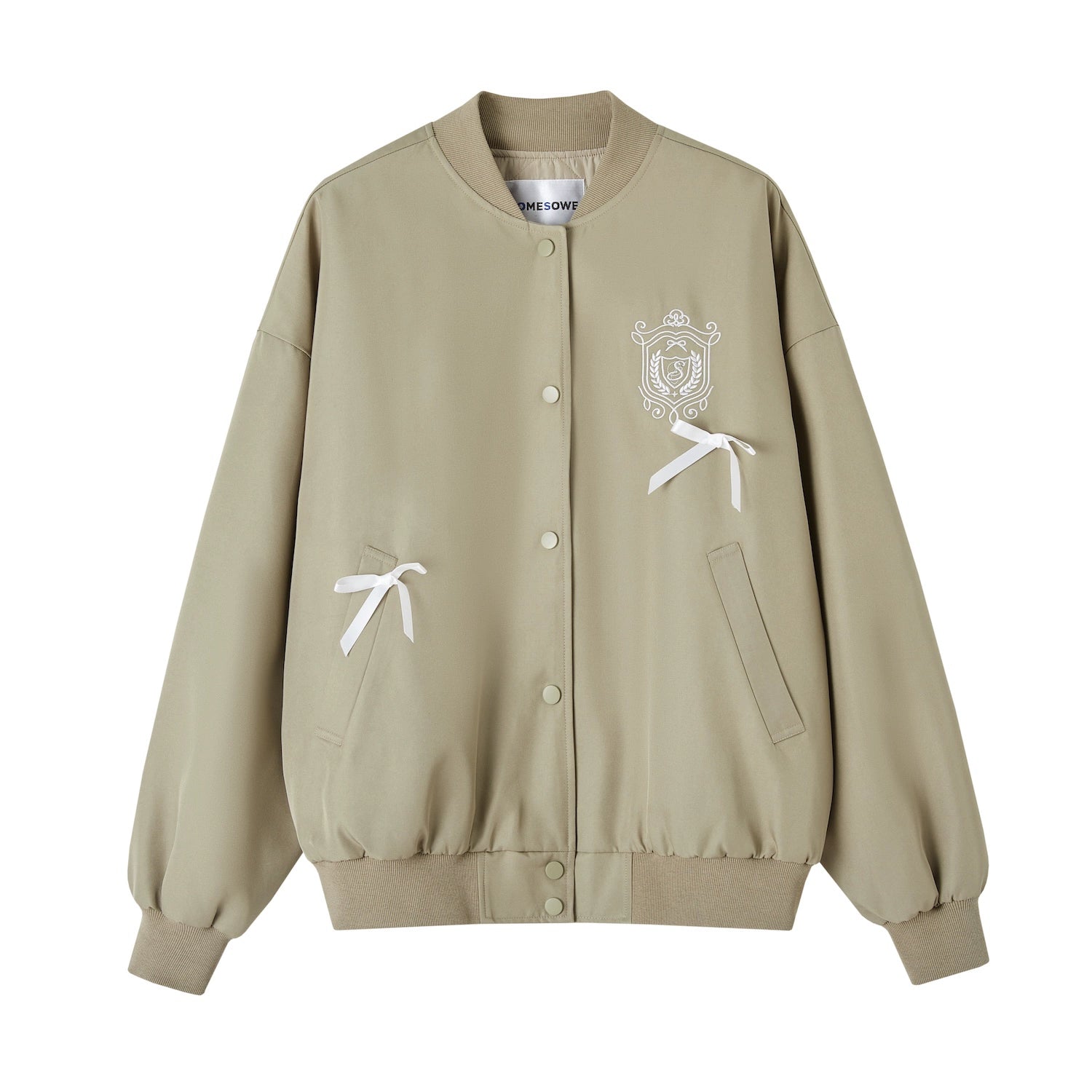 Bow Knot Badge Baseball Jacket