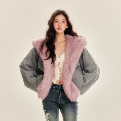 Reversible Eco-Faux Fur Denim Jacket