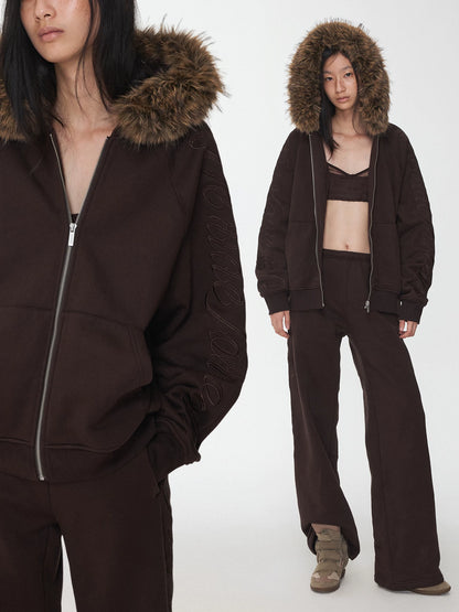 Faux-Fur Sweatshirt &amp; Jogger Set