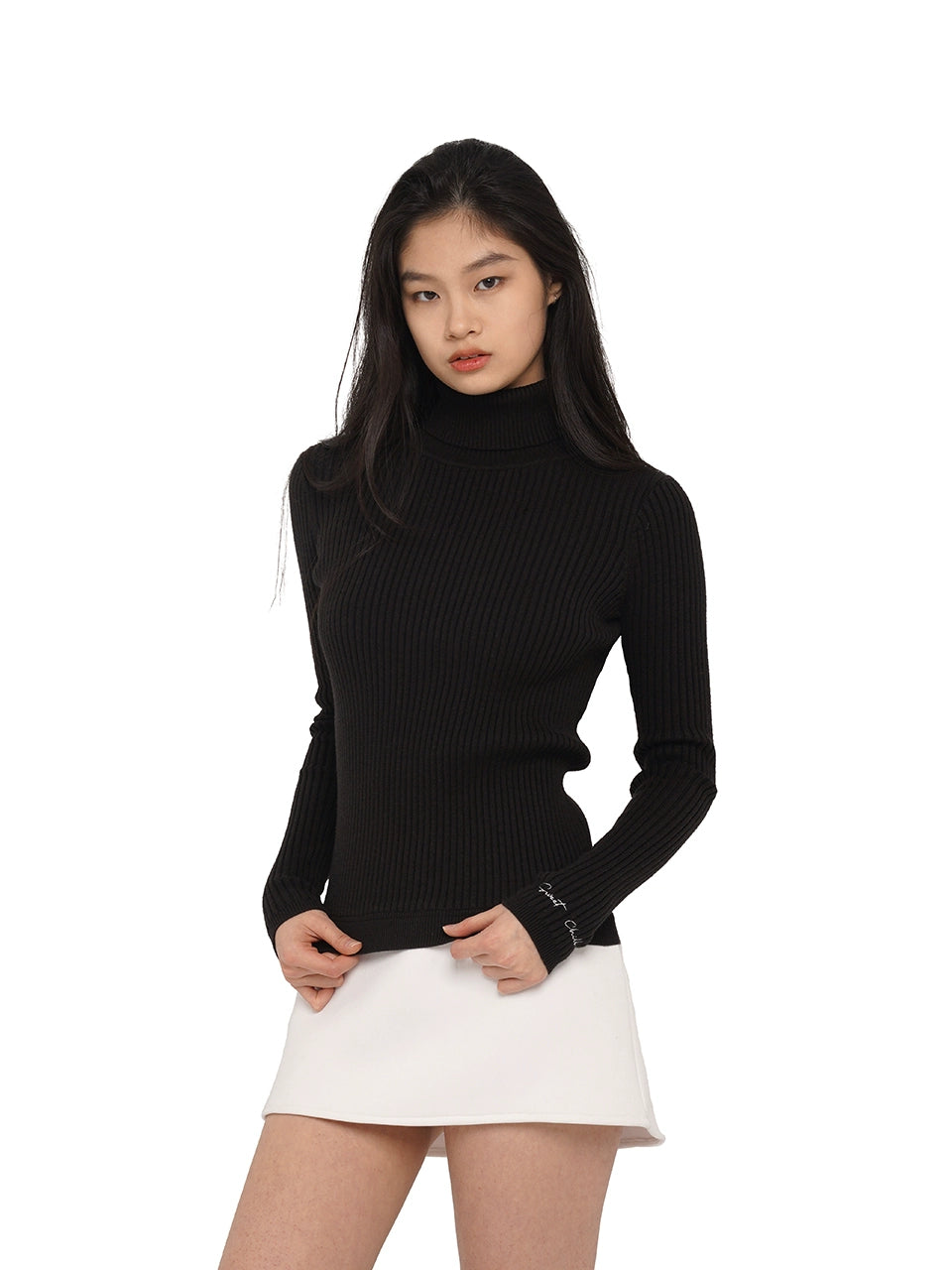 Turtleneck Faux Two-Piece Sweater Dress