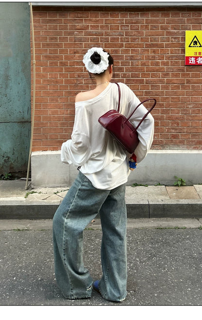 Vintage Washed Spray-Effect Long-Sleeve T-Shirt