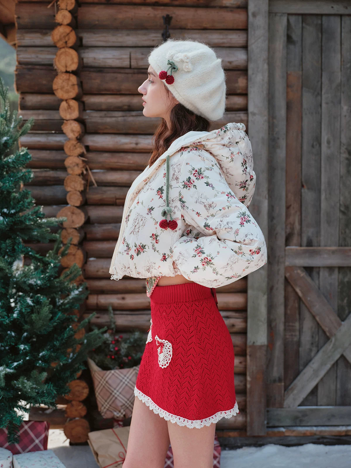 French Playful Quilted Down Dress &amp; Jacket Set