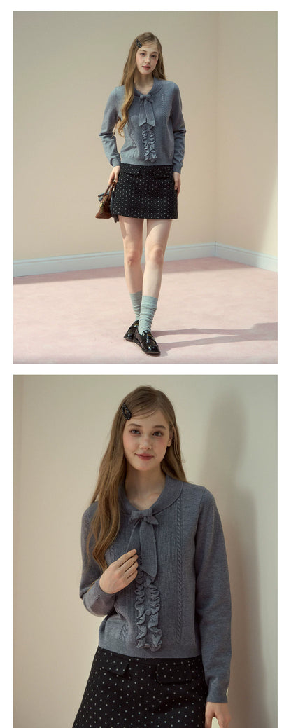 Wool Polka Dot A-line Mini Skirt - CHINASQUAD