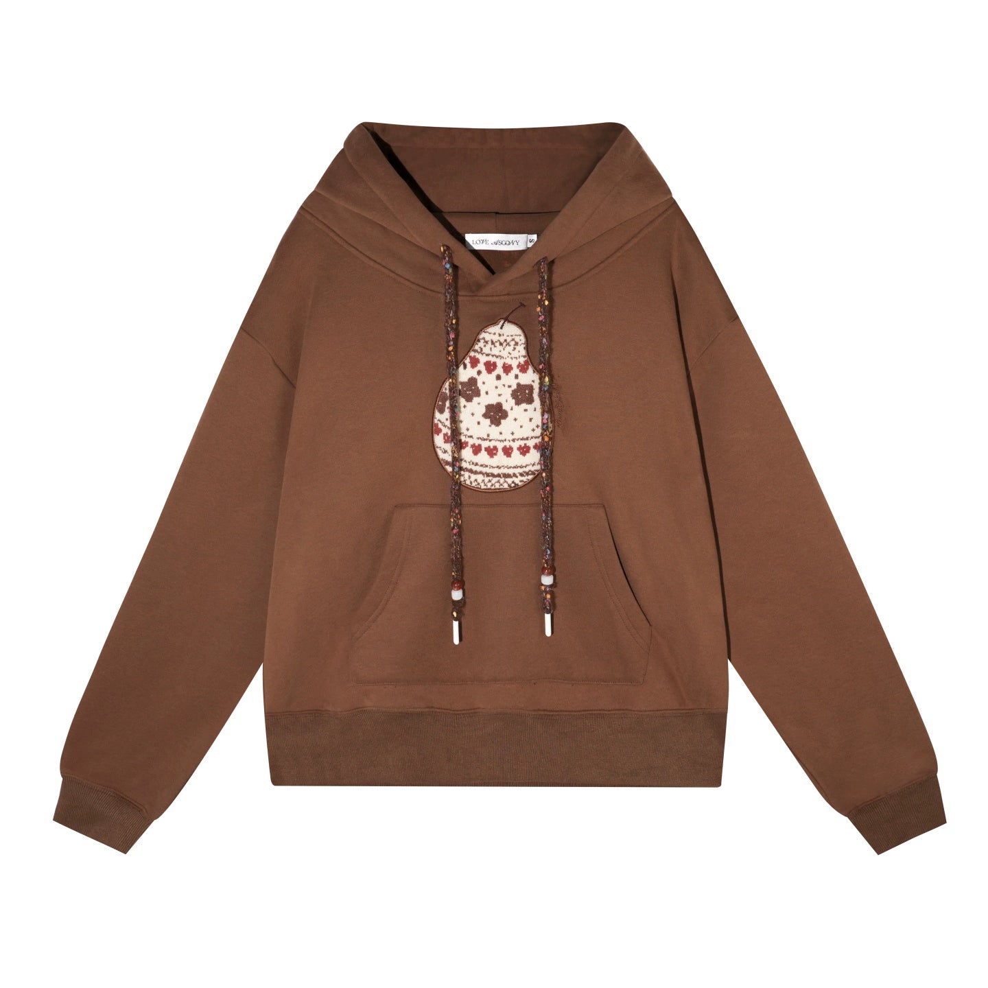 Brushed Fair Isle Knit Hooded Sweatshirt