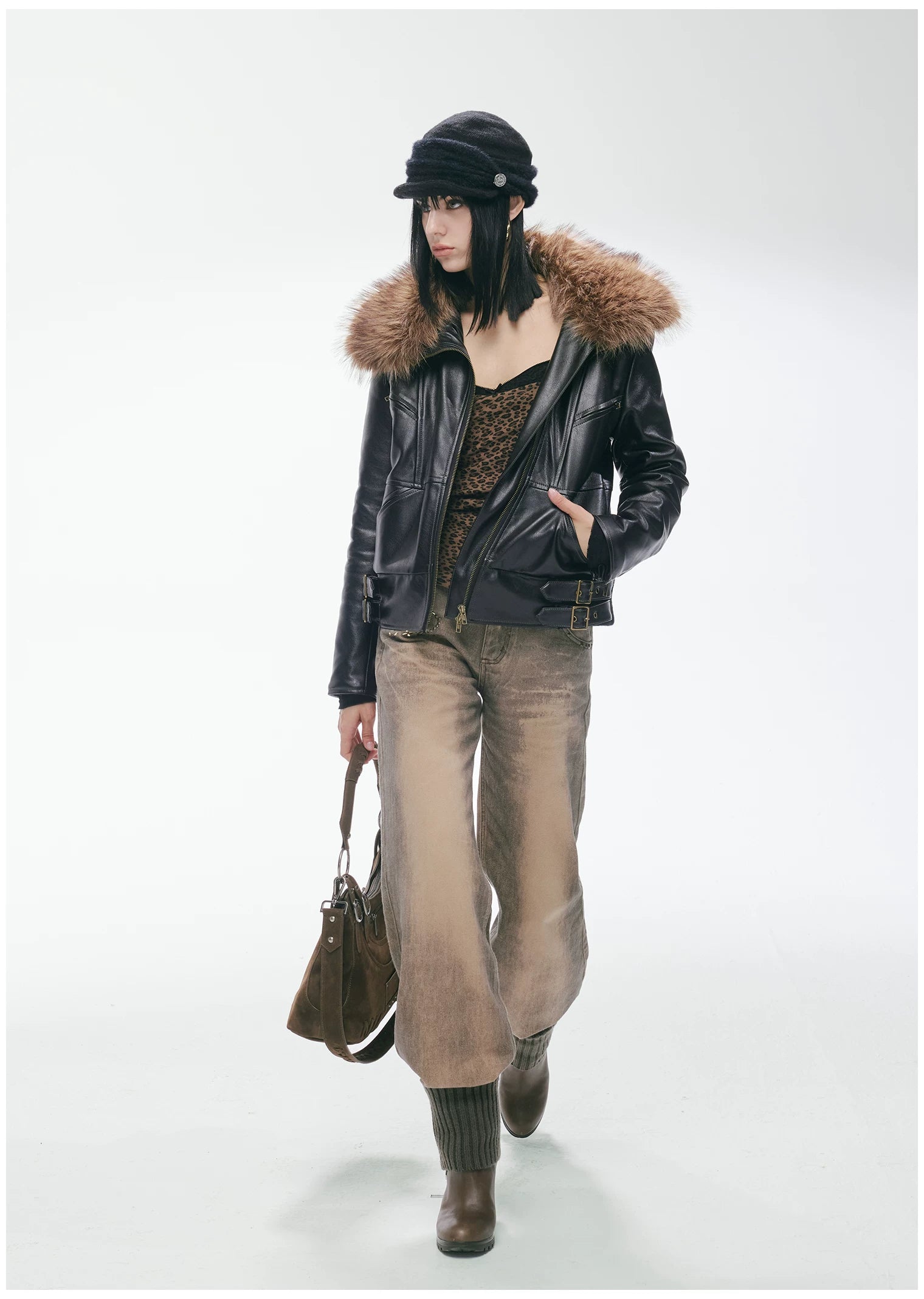 Heavy Punk Windproof Quilted Leather Jacket