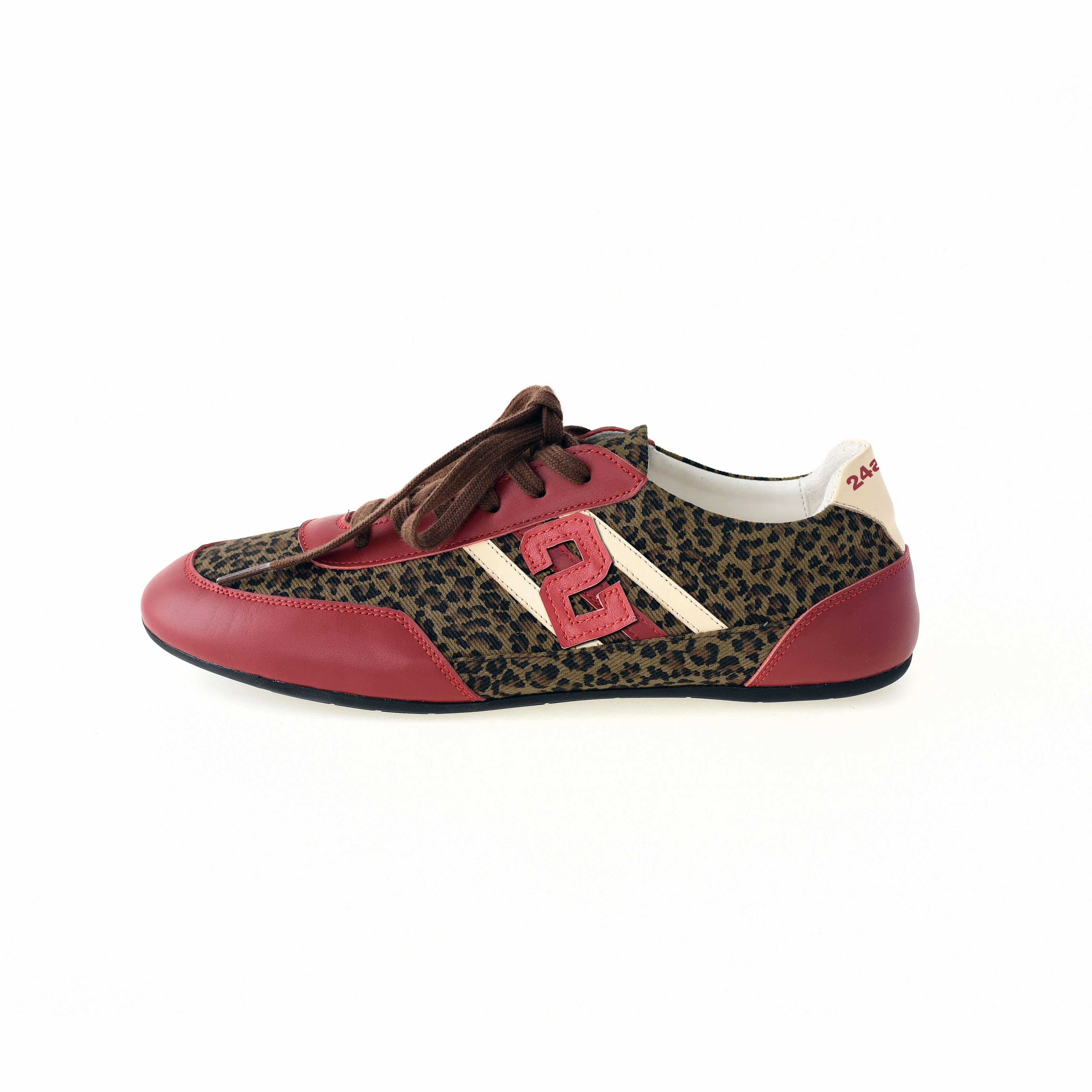 Leopard-Panel Low-Top German Trainer Sneakers